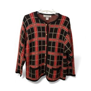 Classic Plaid Women's Cardigan Sweater vintage xl